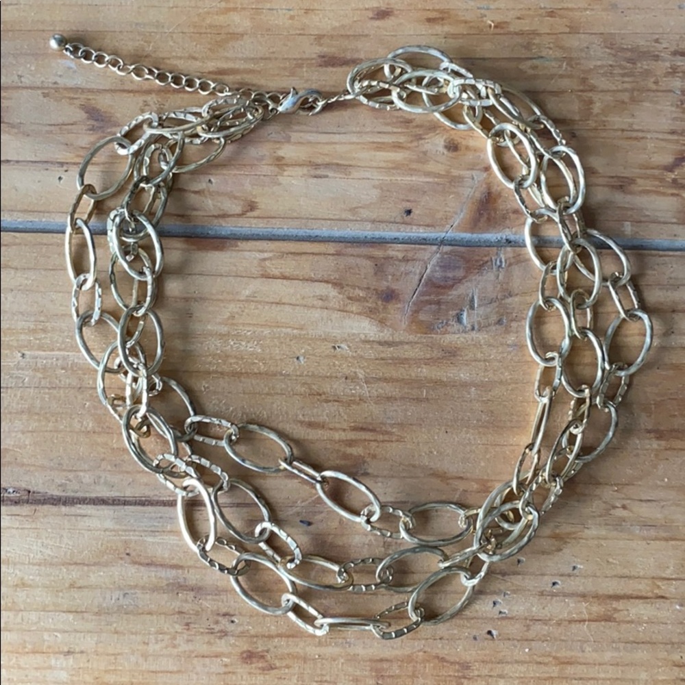 3 layers gold chain - textured - w/ extension